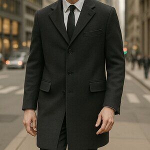 Emmanuelle Khan men’s charcoal gray 46” cashmere wool blend trench jacket Italy
